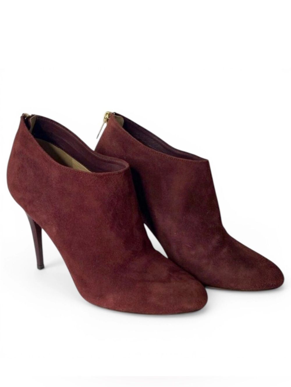 🛍️ Jimmy Choo Authentic Burgundy Suede Ankle Booties - Classic High Heel Size 38